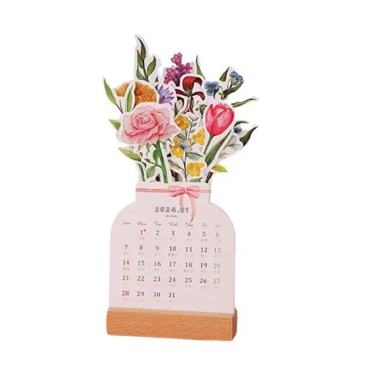 Cute 2024 New Blooming Flower Desk Calendar!