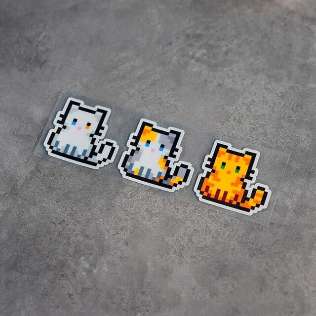 Cute Pixel Cat Animal Fun Reflector  Stickers