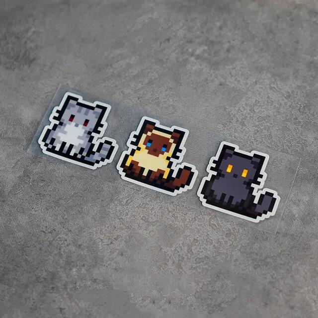 Cute Pixel Cat Animal Fun Reflector  Stickers