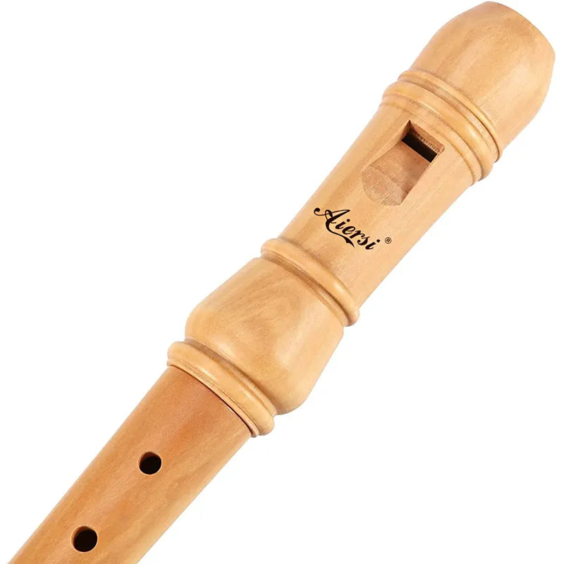 Aiersi Maple Wood Professional C key Soprano Recorder Flute 3 Piece German or Baroque Style with Hard Case