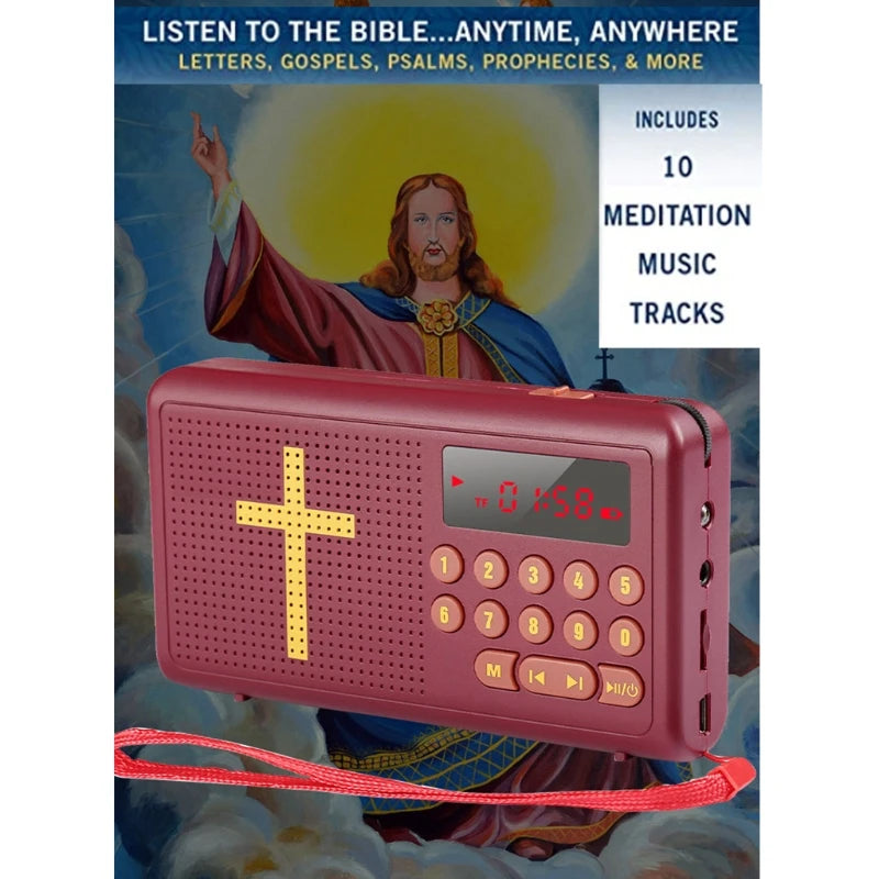 Portable Talking King James Version Bible Audio Player with Old & New Testasments! Usb Charging Cable Audio Frequency of 20 hz - 20 KHZ