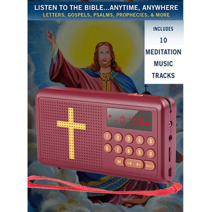 Portable Talking King James Version Bible Audio Player with Old & New Testasments! Usb Charging Cable Audio Frequency of 20 hz - 20 KHZ