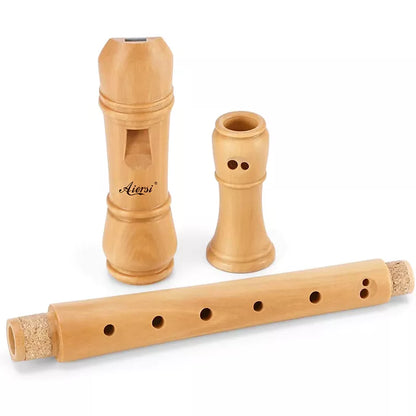 Aiersi Maple Wood Professional C key Soprano Recorder Flute 3 Piece German or Baroque Style with Hard Case