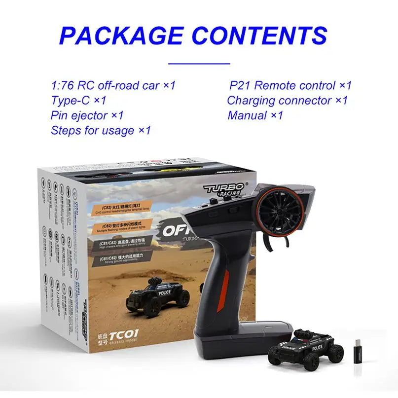 Amazing Turbo Racing 1:76 C82 RC Police Truck RTR!