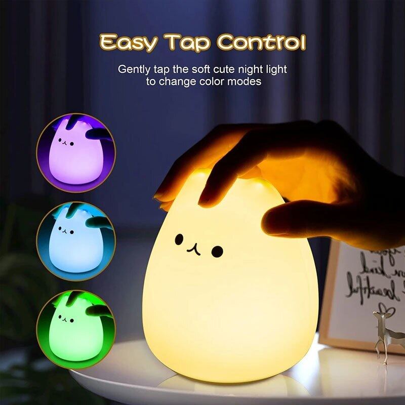 Soft Silicone Happy Cat LED Touch Enabled Night Light For Children