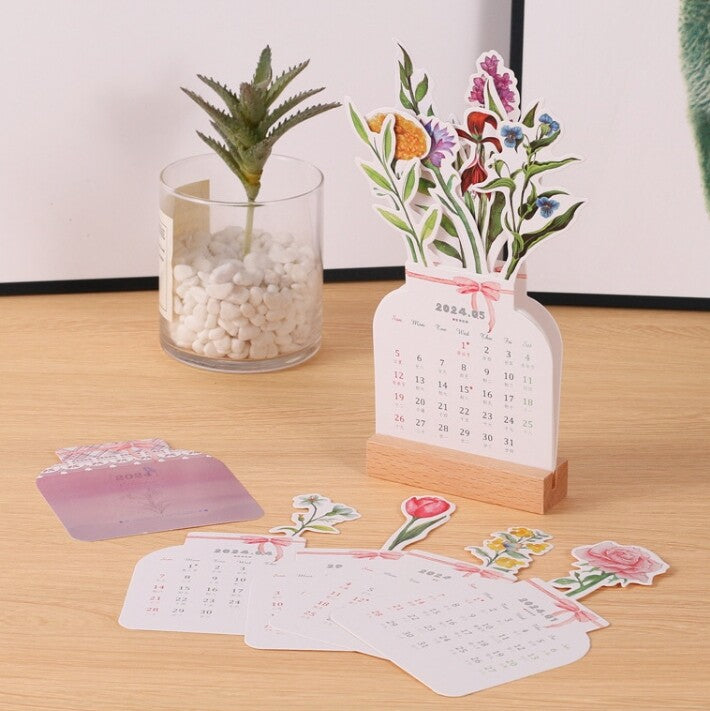 Cute 2024 New Blooming Flower Desk Calendar!