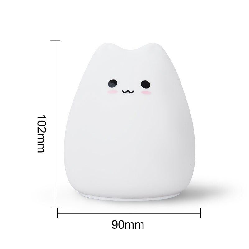 Soft Silicone Happy Cat LED Touch Enabled Night Light For Children