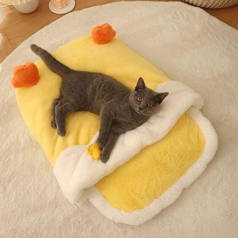 Coral Fleece Yellow Duckling Cat Bed