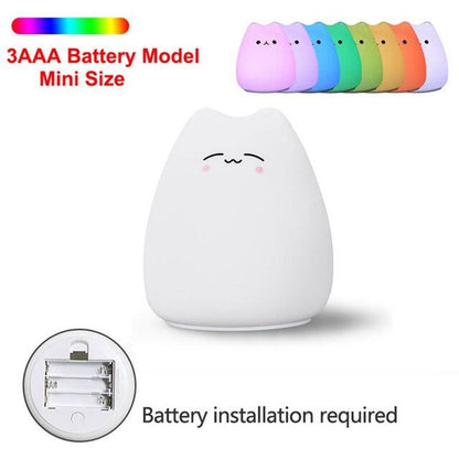 Soft Silicone Happy Cat LED Touch Enabled Night Light For Children