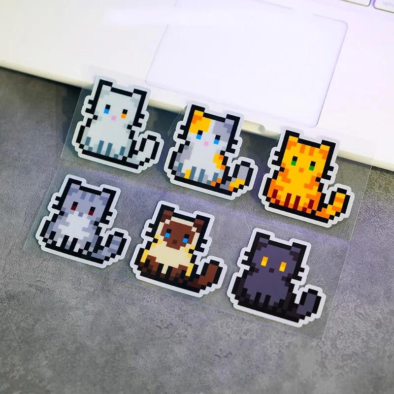 Cute Pixel Cat Animal Fun Reflector  Stickers