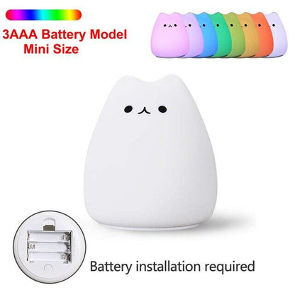 Soft Silicone Happy Cat LED Touch Enabled Night Light For Children