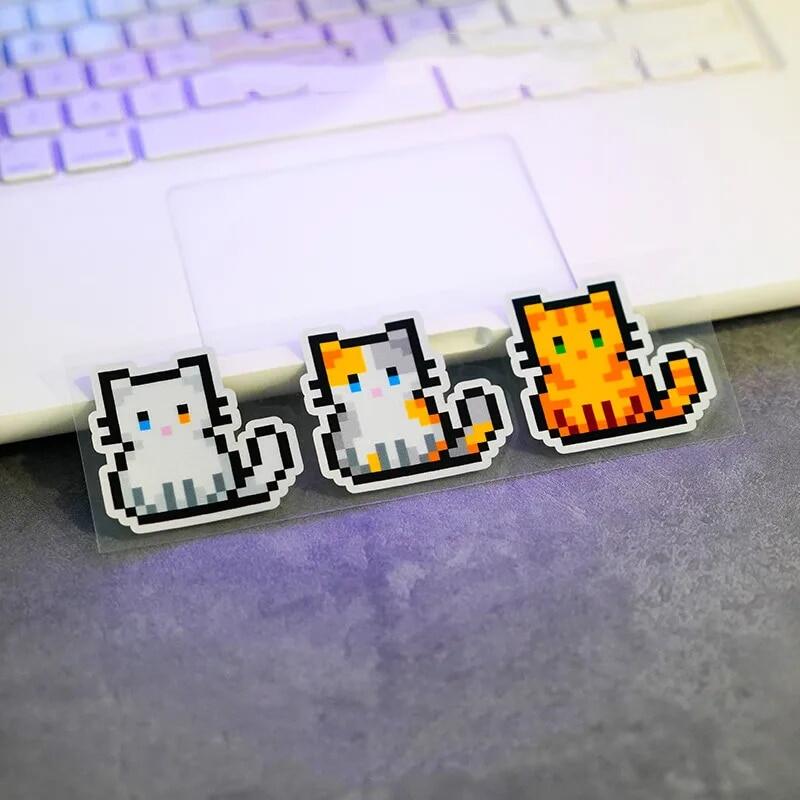 Cute Pixel Cat Animal Fun Reflector  Stickers