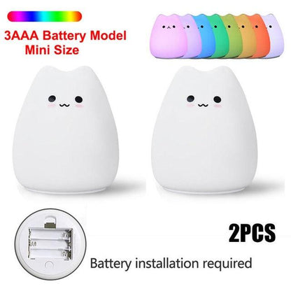 Soft Silicone Happy Cat LED Touch Enabled Night Light For Children