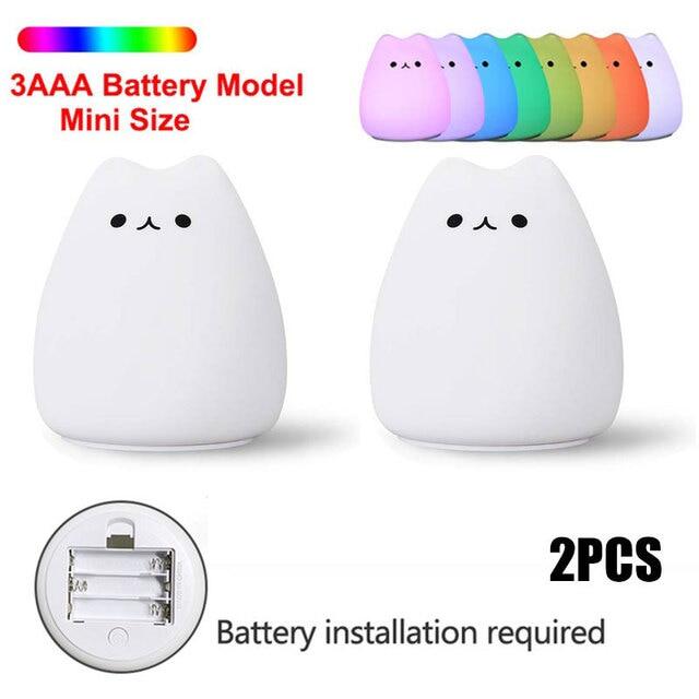 Soft Silicone Happy Cat LED Touch Enabled Night Light For Children