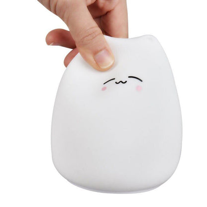 Soft Silicone Happy Cat LED Touch Enabled Night Light For Children