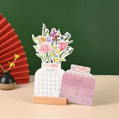 Cute 2024 New Blooming Flower Desk Calendar!