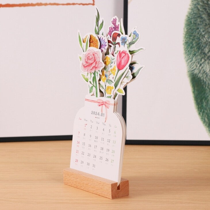 Cute 2024 New Blooming Flower Desk Calendar!