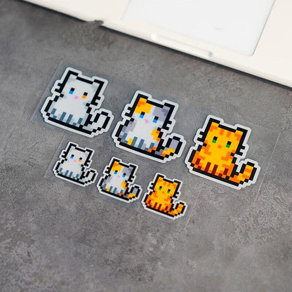 Cute Pixel Cat Animal Fun Reflector  Stickers